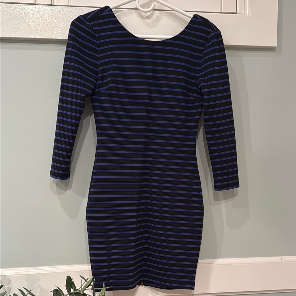 Striped Navy and Black Dress